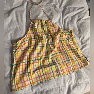 Teddy Fresh Colorful Plaid Halter Crop Top